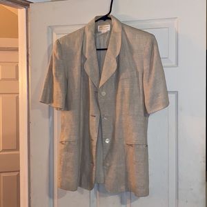 Tan blazer and knee-length skirt two piece